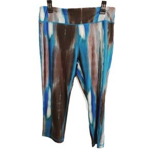 Vogo Athletica | Blue & Black Ombre Print Active Crop Leggings, Size XL (16-18)